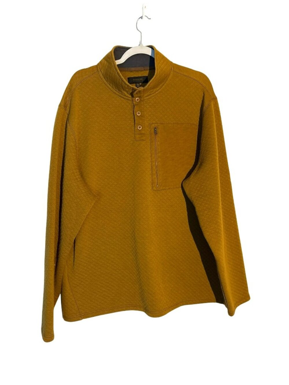 Brothers and Sons Men's Solid Quilt Weathered Mock 1/4 Button Front Pullover XXL